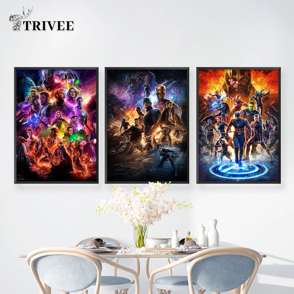 

Wall Art Painting Canvas Print Marvel Collage Avengers Endgame Movie Iron Man Captain America Poster For Living Room Wall Decor