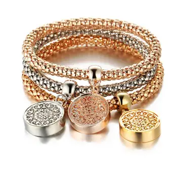 

2017 New Fashion Bracelets Bangles Jewelry Gold Color Chain Bracelet Round Hollow Charm Bracelets Women Jewelry