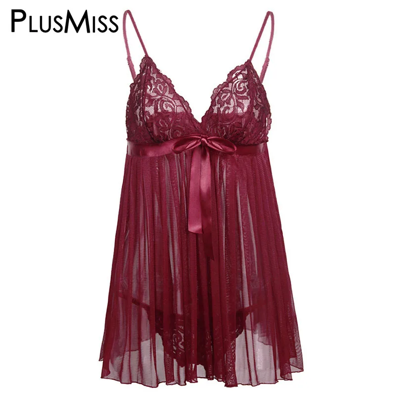 Buy PlusMiss Plus Size Sexy See Through Babydoll