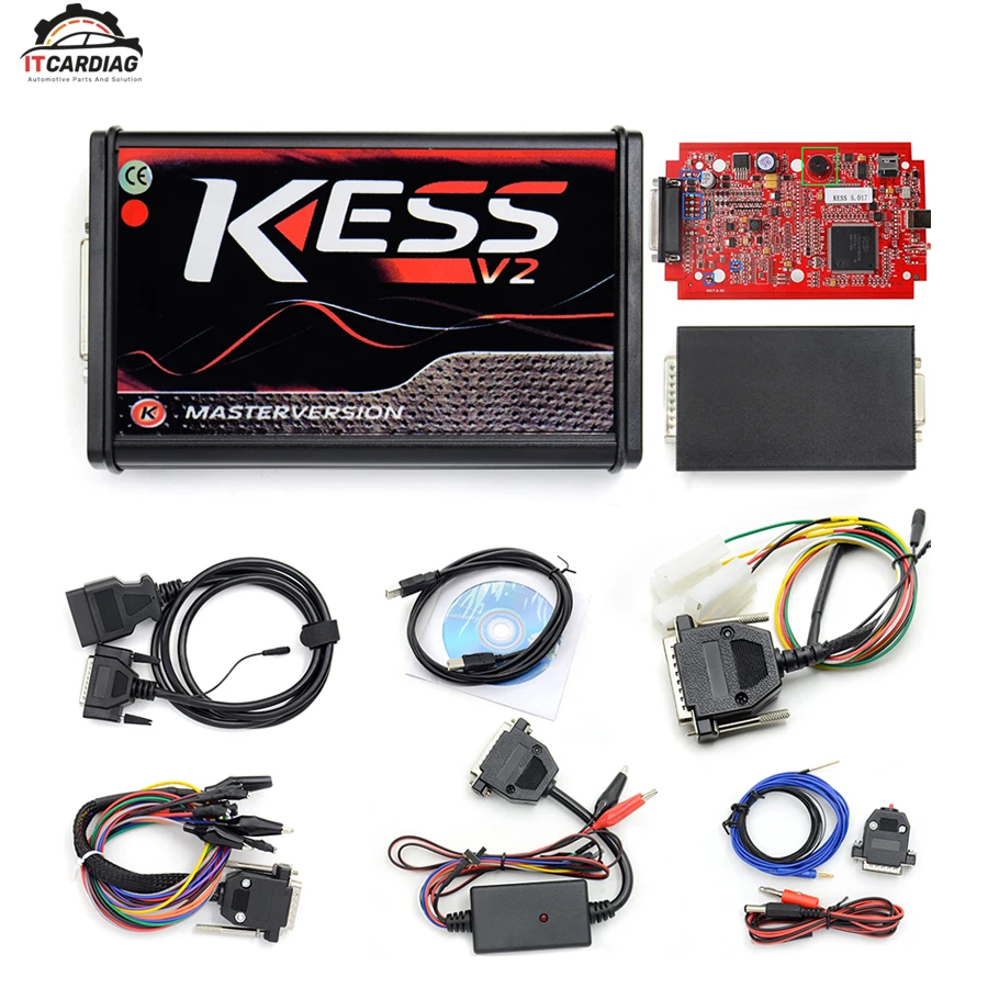  2019 KESS V2 V5.017 Full Kit EU Red ECM KTAG V7.020 4 LED Online Master Version ECU OBD car truck E - 4000156008371