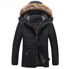 Зимняя новая Толстая длинная Мужская Зимняя парка с меховым капюшоном большого размера теплая мужская куртка