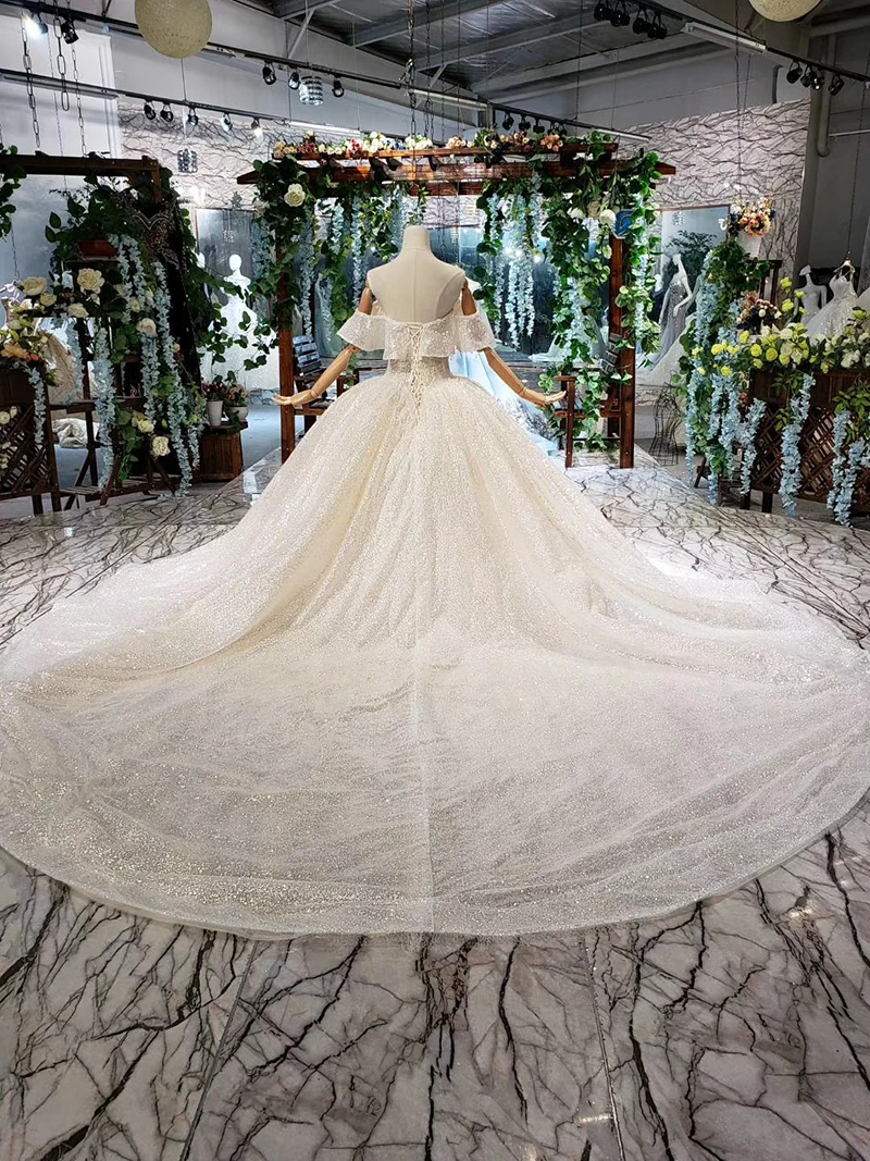 HTL458 специальное блестящее свадебное платье с блестками и открытыми плечами, бальное платье с блестками, кружевное свадебное платье, vestido de noiva