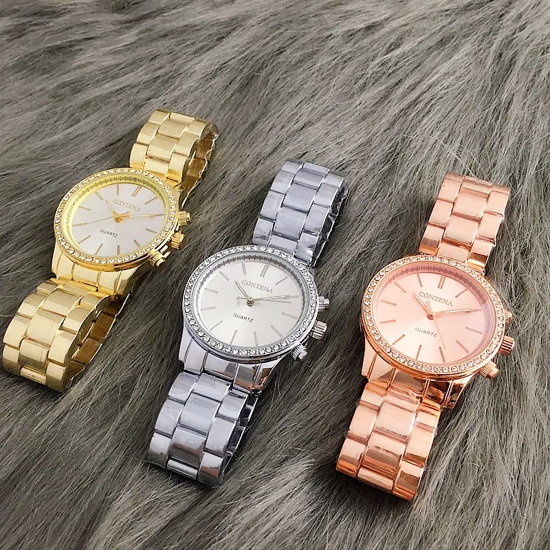 Модные женские серебряные часы CONTENA роскошные женские часы со стразами женские часы Relogio Feminino женские часы