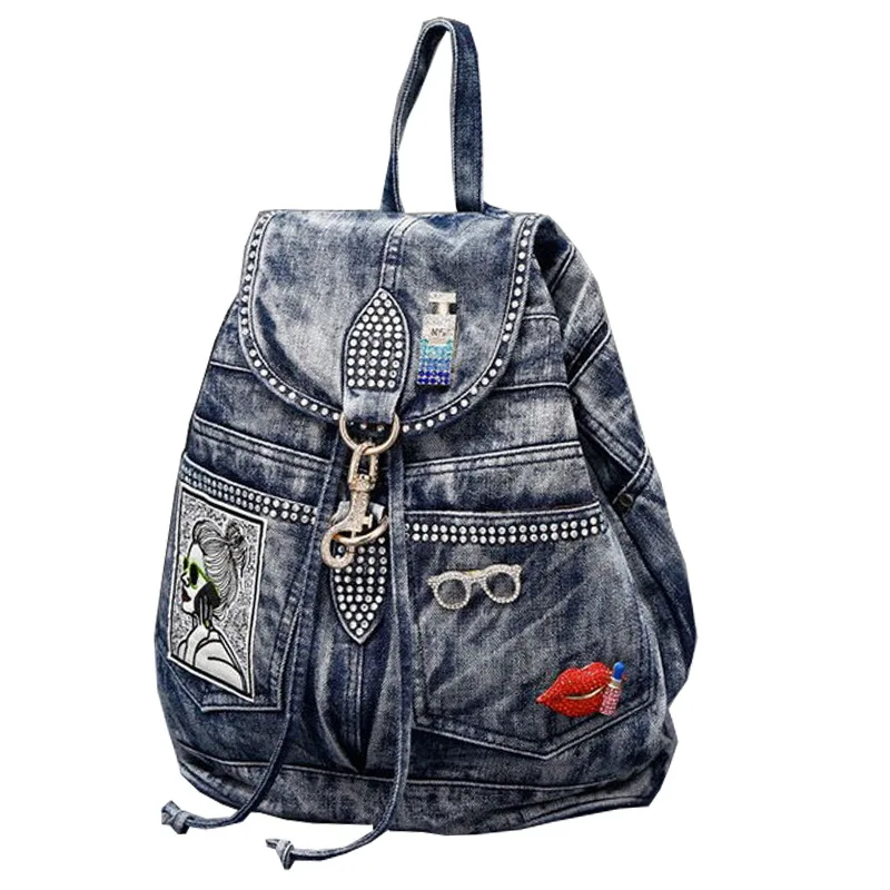 

2018 Hot Sale mochila feminina Women's Backpack denim backpack teenage Girls vintage Travel bag shoulder bags mochila rucksack