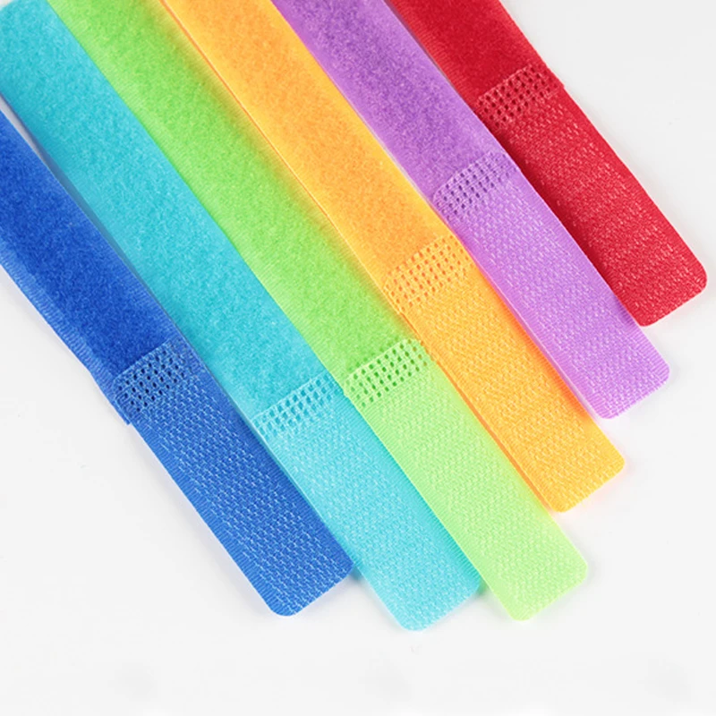 500pcs/10packs coloful magic tape nylon cable ties hook loop strap adhesive fastener strip wire sewing | Электроника