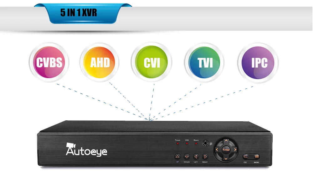 Autoeye 4CH 5в1 CCTV 1080N DVR NVR H.264 Система безопасности гибридный видеорегистратор P2P 1080P CVBS TVI CVI ip-камера AHD Onvif