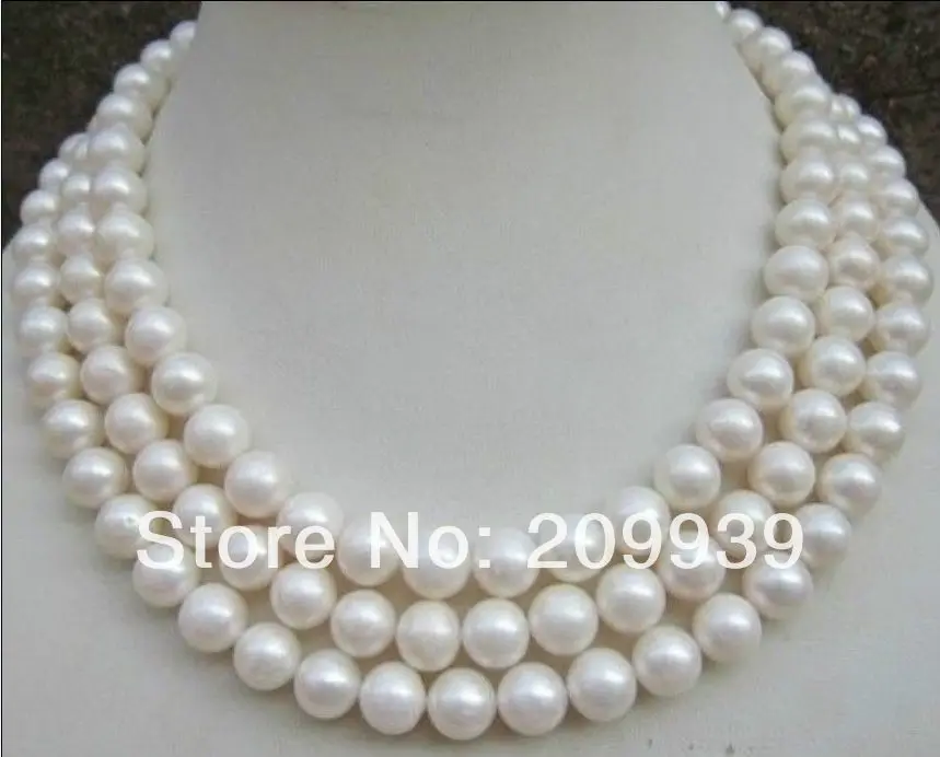 

Free shipping 003380 10-11MM 51" NATURAL PERFECT SOUTH SEA WHITE PEARL NECKLACE 14 CLASP