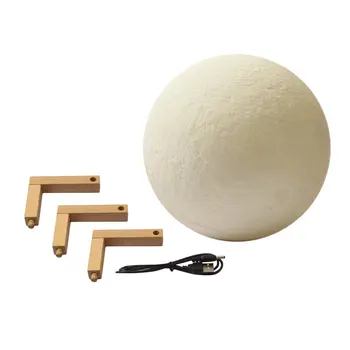 

3D Print Simulation Moon LED Nightlight Touch Control USB Charging Desk Lamp 812/18CM Wood Stand Drop Shipping with Wooden Stand