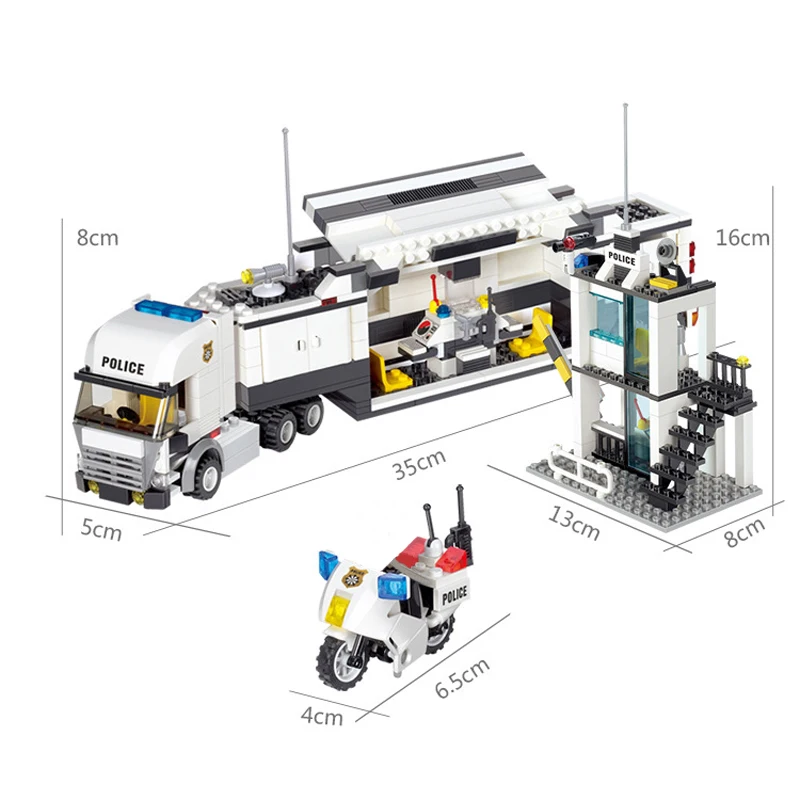 6727 городской полицейский участок конструктор машина грузовой вертолет модель строительные блоки кирпичи развивающие игрушки для детей рождественские подарки