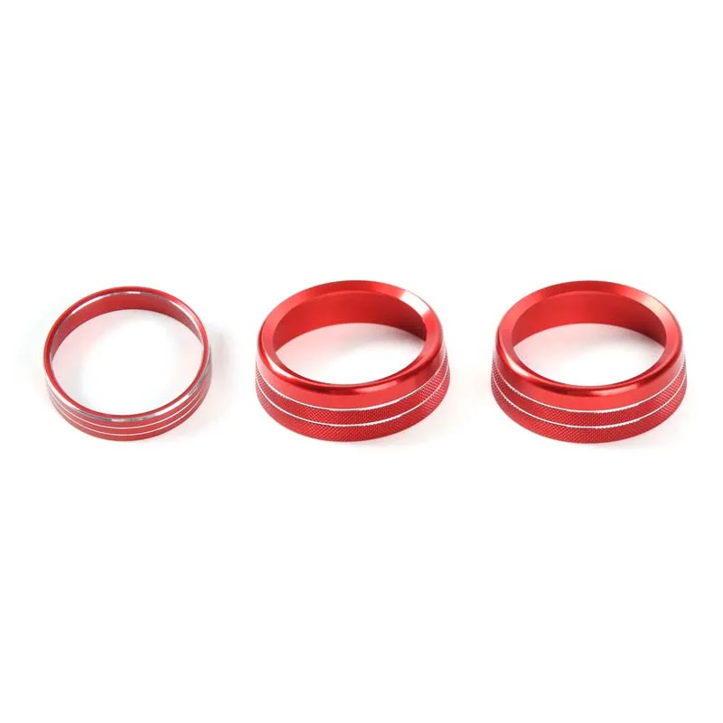 

For Ford Mustang 2015 Up Car Head Light Lamp Air Conditioning Switch Decoration Ring Aluminum Alloy Interior Car Styling 3Pcs