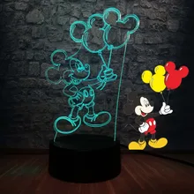 Мультфильм Минни Микки Маус светодиодный 3d-ночник 7 цветов изменить для сна настольная лампа домашний Декор Дети год рождественский подаро
