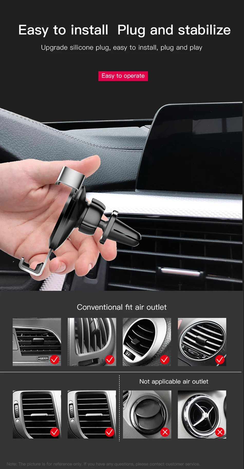!ACCEZZ Gravity Car Phone Holder Stand Air Vent 360 Degree Rotation Universal 4-7 inches For iphone Xiaomi Samsung Auto Bracket (9)