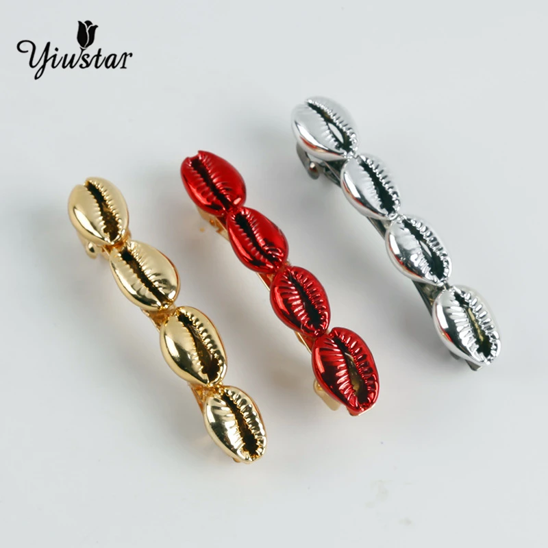 

Yiyustar Korea Trendy Shell Conch Hair Clips Handmade Braided Conch beads Hairpins Beach Barrettes Hair For Women Girls Keepsake