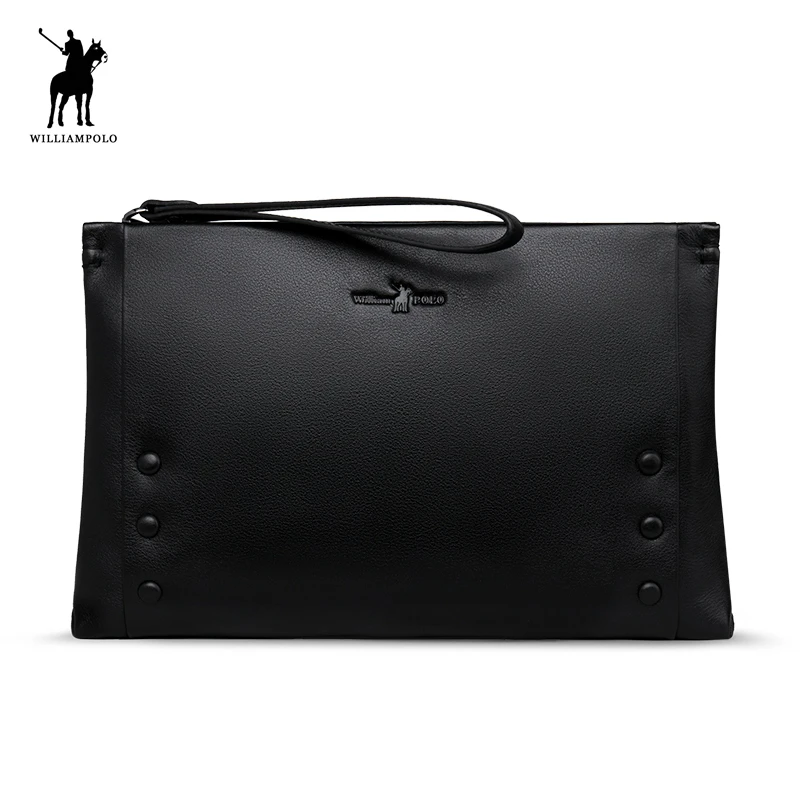 

WILLIAMPOLO Brand Leather Large Capacity Soft Leather Casual Envelope Wallets Youth Mobile Phone Handy Purse PL016D