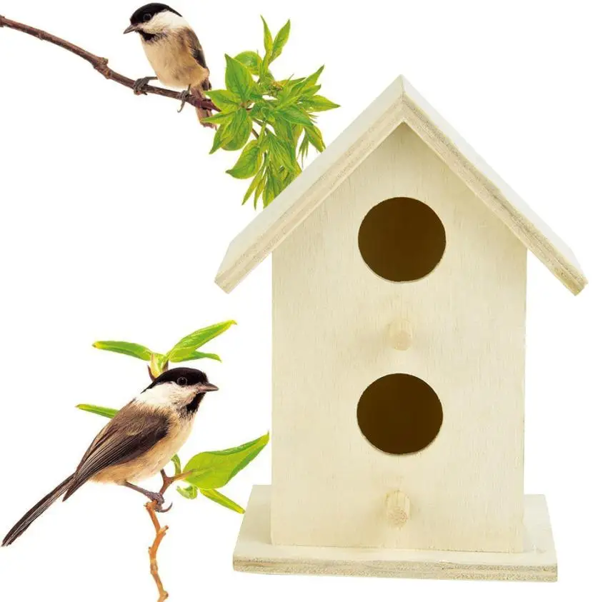 

2 Holes Nest Dox Nest House Bird nest House Bird Box wooden bird house 11x7.5cm Gorgeous garden accessory dropshipping 18jun13