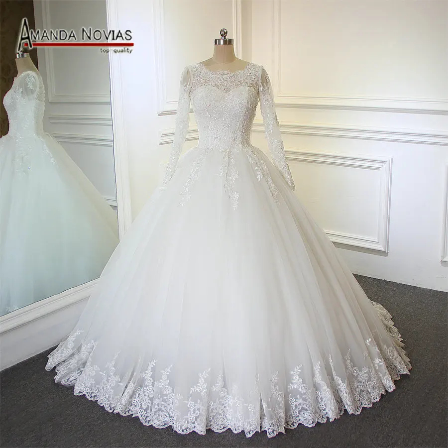 Свадебное платье с длинным рукавом бальное реальные фотографии 2019|wedding dress real