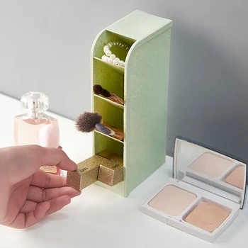 

Home 4 Grid Desktop Storage Box Case Plastic Make up Cosmetic Holder Desk Pen Pencil Organizer Box