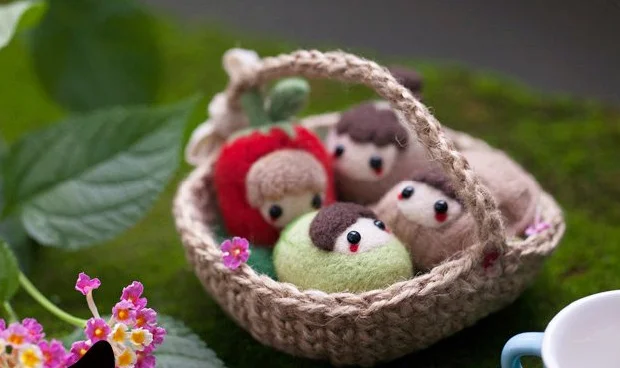 doll 2 Мини-корзины мультфильм животных набор шерстяной вышитый набор Шерсть Войлок игла для валяния украшения Ремесло Вышивка своими руками ручной работы - Цвет: doll 2
