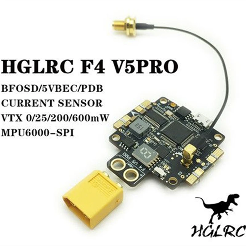 

HGLRC F4 V5PRO Flight Controller 5.8G 40CH 0/25/200/600mW Switchable FPV Transmitte w/ 5V BEC OSD PDB RP-SMA