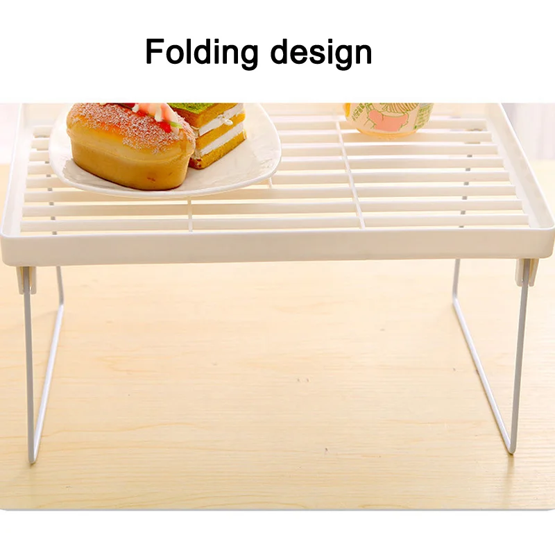 

1 Pcs Storage Rack Shelf Foldable Holder Organizer Stackable Kitchen Bathroom Cupboard Hogard