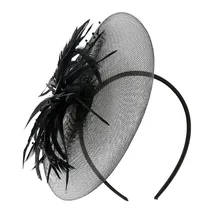 Стиль головные уборы для девушек женский большой цветок вечерние Головные уборы перо шляпка-Вуалетка Кепки Свадебные ободок на голову, заколка плат# YY