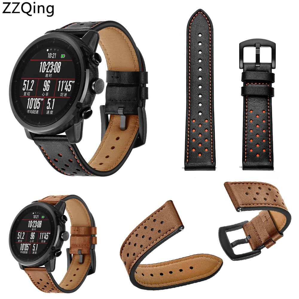 Оригинальный ремешок для Xiaomi Huami Amazfit Stratos 2 pace из натуральной кожи Смарт часы