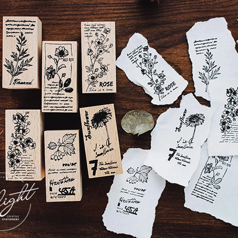 

Vintage Beautiful flower stamp DIY wooden rubber stamps for scrapbooking stationery scrapbooking standard stamp
