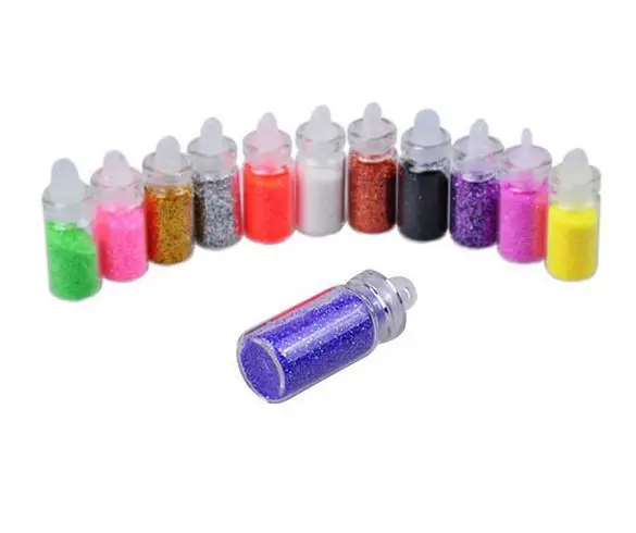 12 цветов ногтей мини бутылка блеск порошок украшения ногтей 3D порошок пыли набор