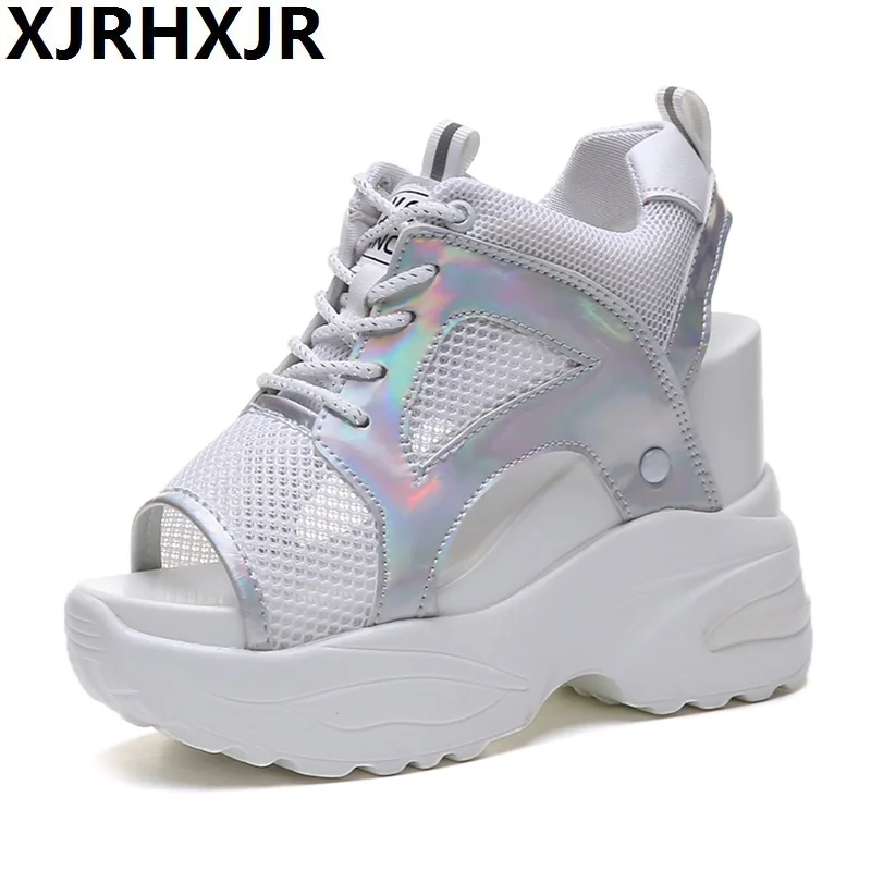 2019 Summer Chunky Sandals Women 11cm Wedge High Heels Shoes Female Lace Up Platform Mesh Casual Summer Slippers Woman Sandal 2019 Summer Chunky Sandals Women 11cm Wedge High Heels Shoes Female Lace Up Platform Mesh Casual Summer Slippers Woman Sandal