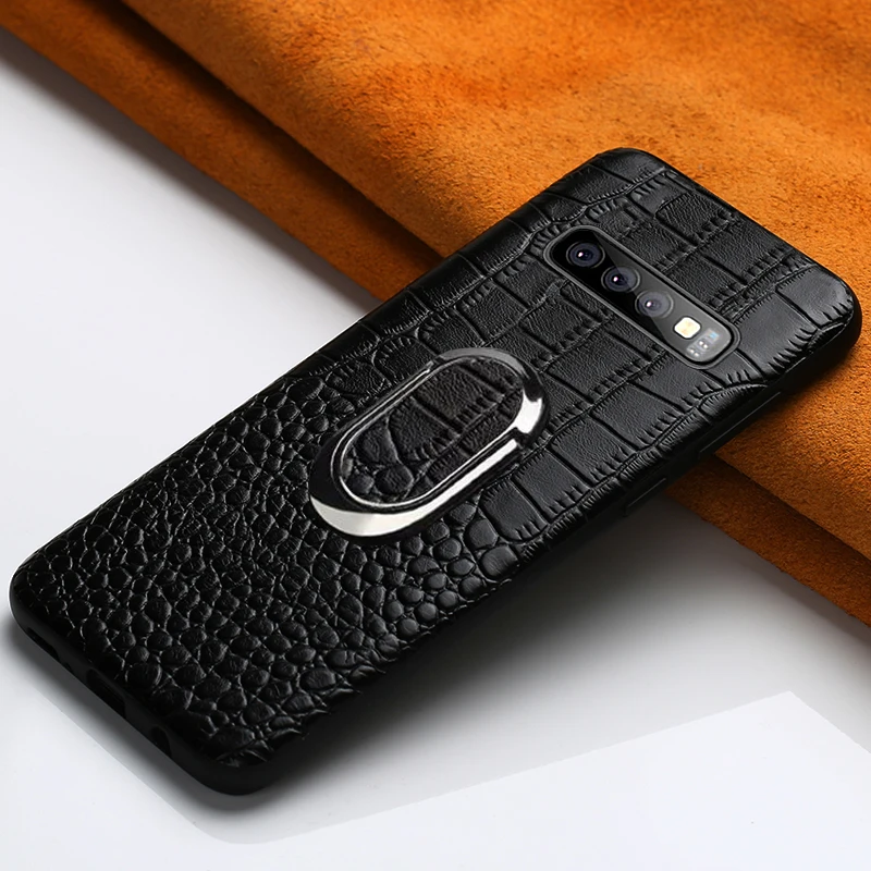 

With Finger Ring Genuine Leather case Kickstand funda for Samsung Galaxy 8 plus lite Luxury flip phone case for Samsung S10