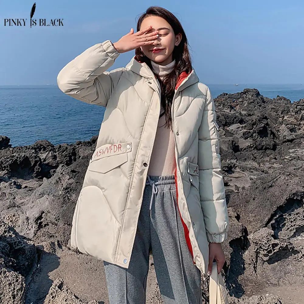 

PinkyIsBlack 2019 New Fashion Long Winter Jacket Women Slim Female Winter Coat Women Thicken Parka Hooded Cotton Women Clothing