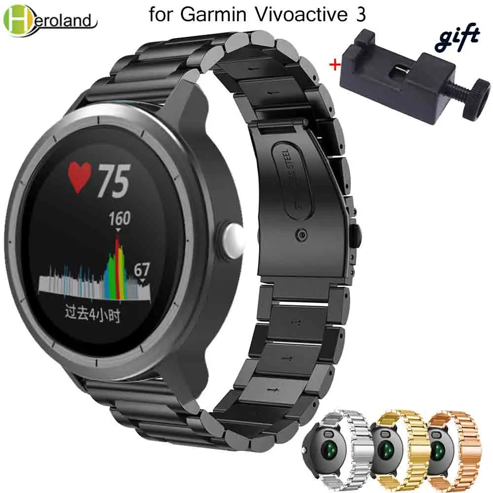 20 мм ремешок для часов из нержавеющей стали браслет Garmin Vivoactive 3 сменный