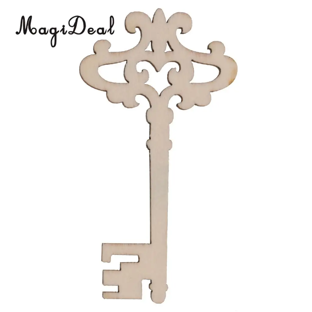 MagiDeal 10pcs/Lot Wooden Victorian Keys Embellishment Keys Cards Scrapbooks Crafts Wedding Christmas Trees Decorations