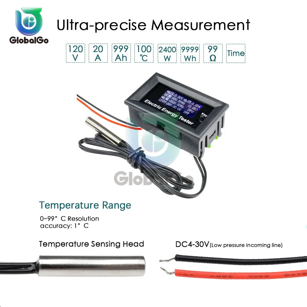 

7 in 1 120V 20A LCD Current Voltage Power Energy Capacity Multifunction Tester Meter Mini Digital Voltmeter Ammeter Wattmeter