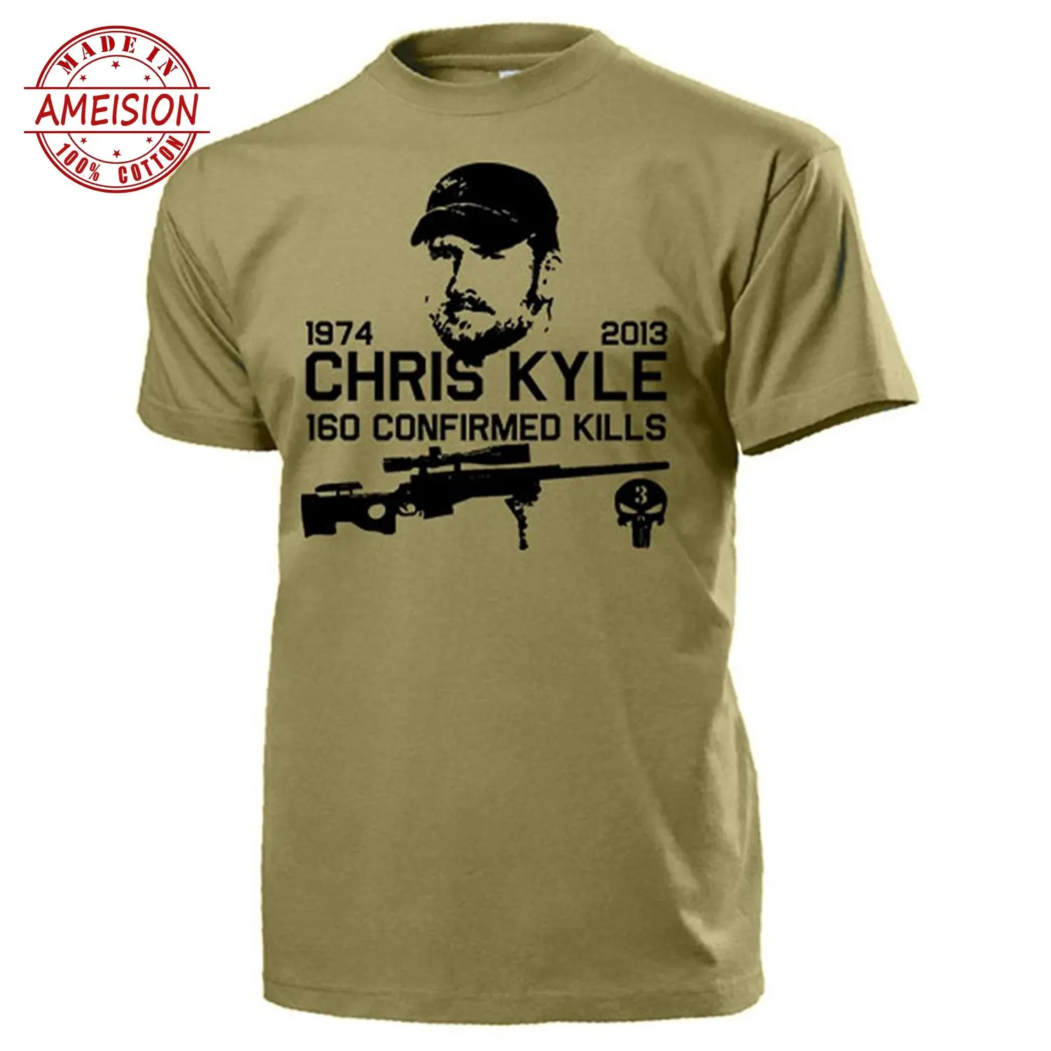 2019 New Summer Cool Tee Shirt Chris Kyle American Sniper Navy Seal US Iraq Texas Hero 160 Kills Army Skull Funny T-shirt