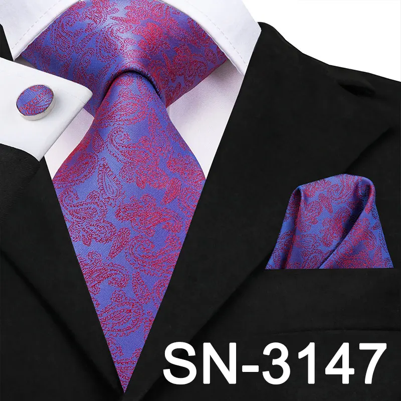 SN-3147 Hi-Tie, роскошные шелковые фиолетовые галстуки с цветочным узором пейсли для мужчин, набор галстуков и носовых платков, модные дизайнерские деловые свадебные мужские галстуки - Цвет: SN-3147