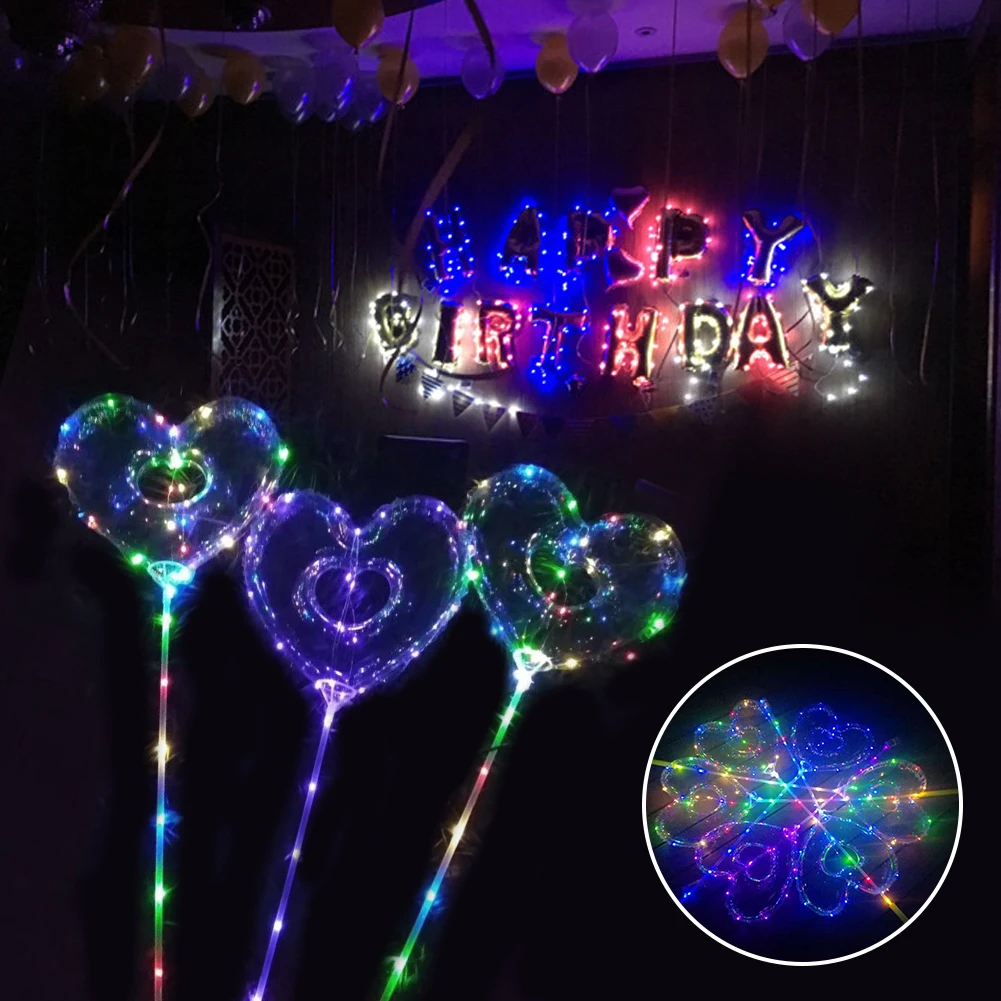 

Wholesale Transparent Bobo Balloon Bubble Ball with Hollow-Out Heart-Shaped Bubble Balloon With LED Light Musical Handle decor