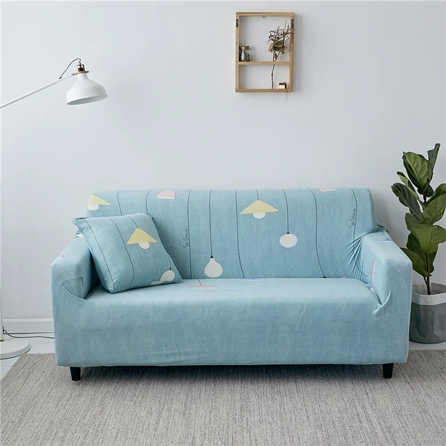 Printing Light Elastic Stretch Sky Blue Sofa Slipcover Non Slip Wrap Printing Light Elastic Stretch Sky Blue Sofa Slipcover Non Slip Wrap Universal Covers