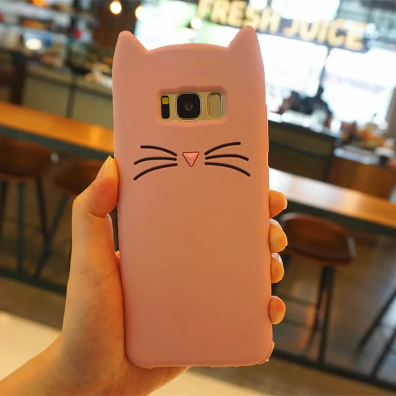 TPU Kitty Cat Ear Phone Cases For Samsung S6 S7 edge Soft Case Galaxy S9 plus Rubber Coque Cute Cartoon Back Shell for S8 | Мобильные