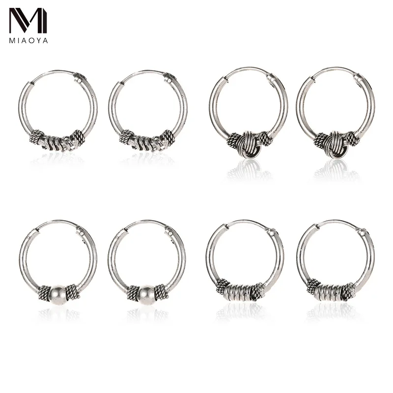 

1pair 24mm Bohemian Small Hoop Earrings for Women Silver Color Circle Simple Earrings Hook Pierced Cuff Brincos Bijoux Jewelry