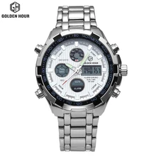 2017 Fashion Watches Men Luxury Brand Gold Silver White Watches Men Sports Quartz-watch Dual Time Relogio Masculino Esportivo