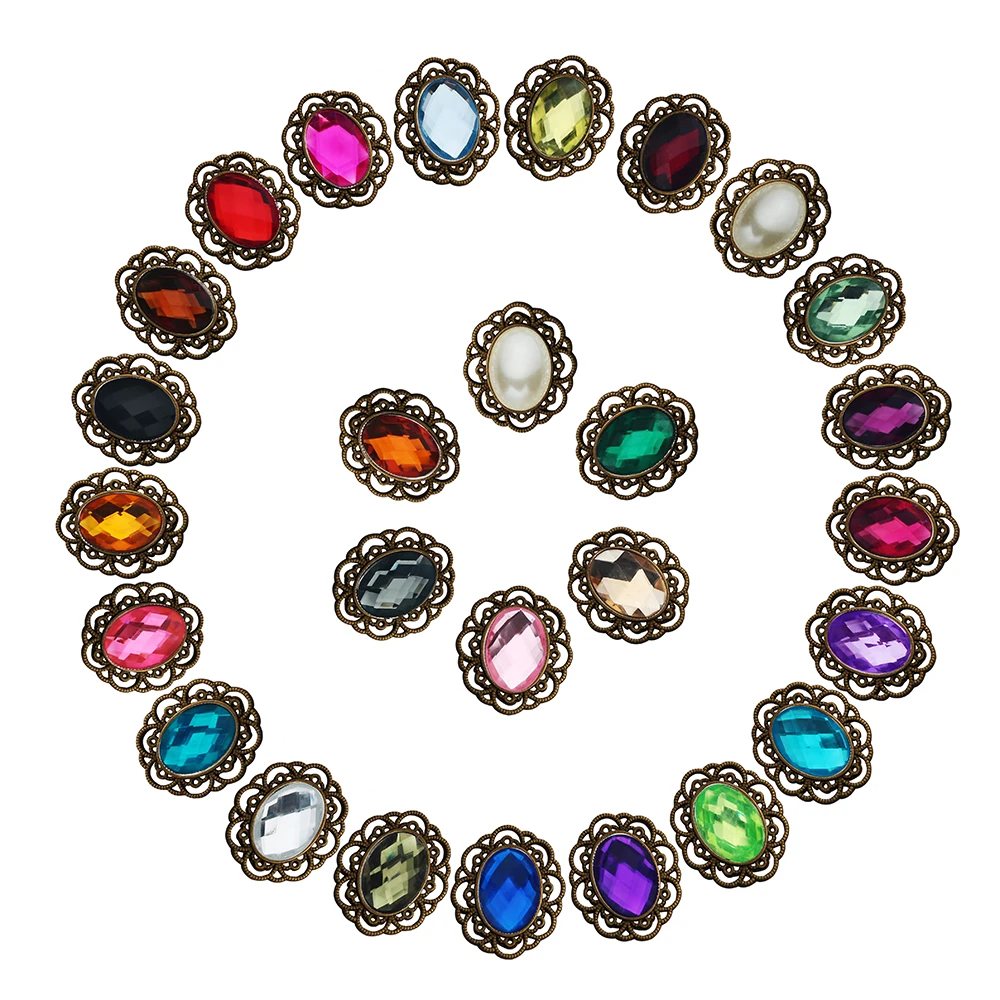 Free shipping oval acrylic rhinestone button flatback can choose colors 100PCS/lot(BTN-5657) | Дом и сад