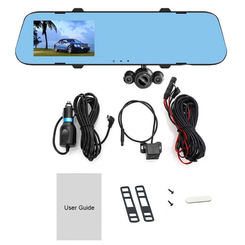 

4.0 Inch LCD Monitor Car 360 Degree Wide-angle Front Rear Camera Dual Lens Three Video Recorder on The Rearview Mirror Car DVR