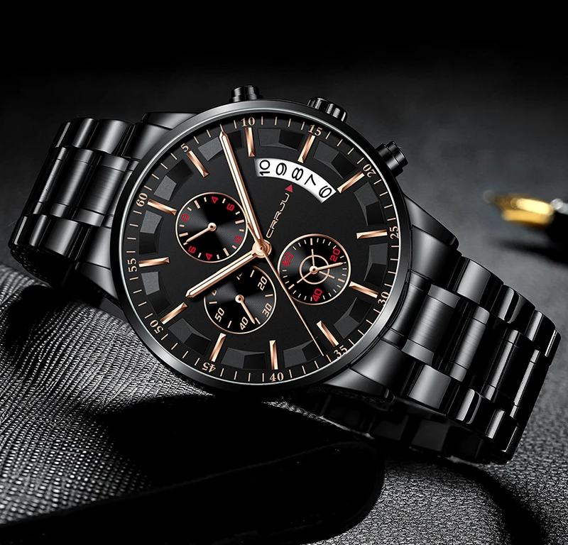 Relogio Masculino 2019 Mens Watches Top Brand Luxury Crrju New Fashion Business Chronograph Black Male Wristwatch Men Watch 2019 (3)