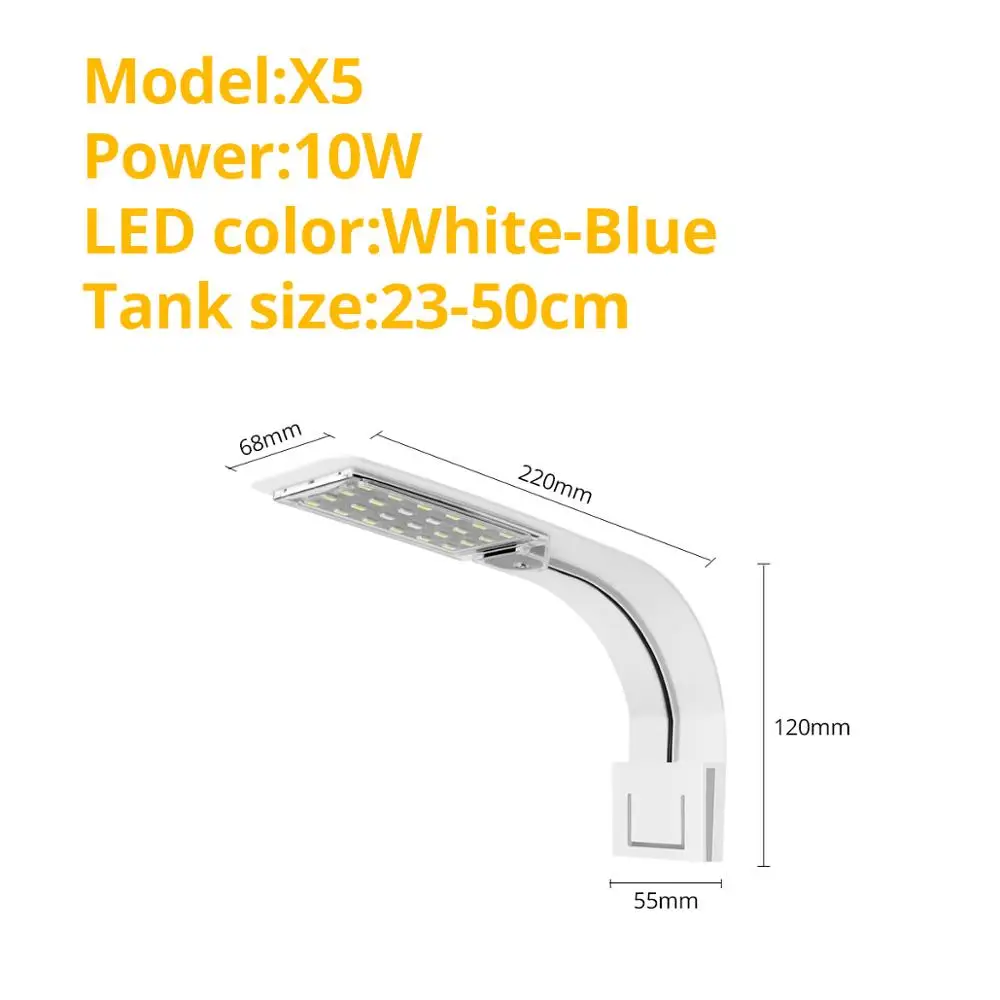 LED Aquarium Fish Tank Light Clip-on 5W/10W/15W LED Plants Grow Lights Aquatic Freshwater Aquarium Lamps Waterproof 220V EU Plug 