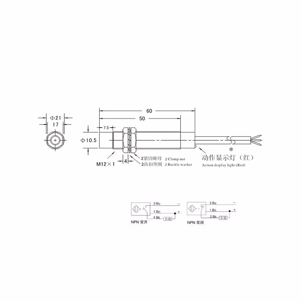 M12 4 мм DC 5 В NPN NO LJ12A3-4-Z/BX-5V индуктивный датчик приближения переключатель