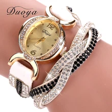 Duoya Люксовый Бренд Часы Женщины Золото Платье Кристалл Rhinestone Браслет Смотреть Женский Женщины Девушки Дамы Мода Ленты Кварцевые Часы