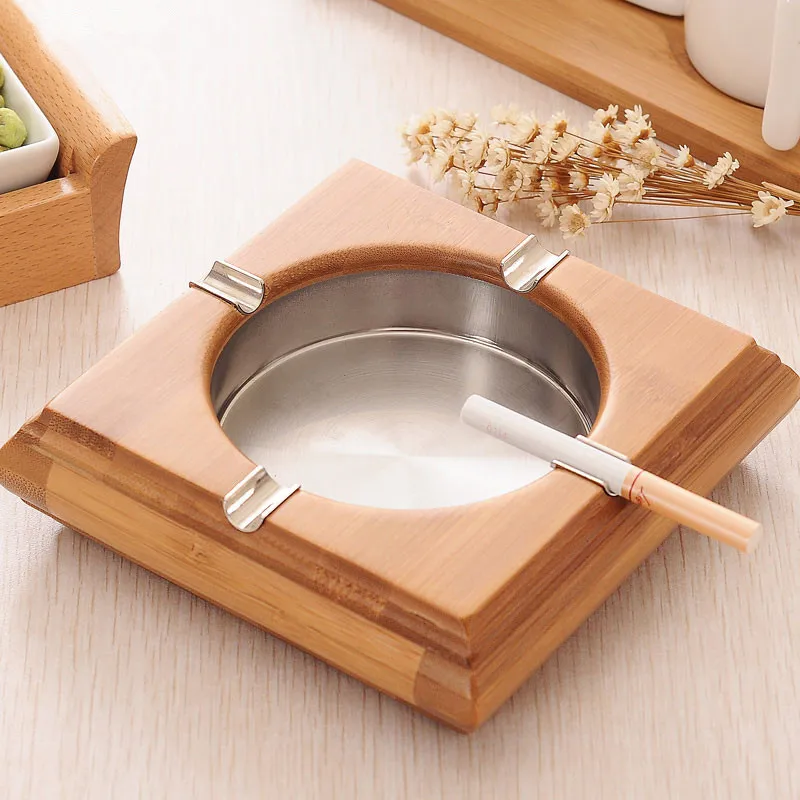 Bamboo Ashtray Creative Personality Ashtray Household Modern Stainless