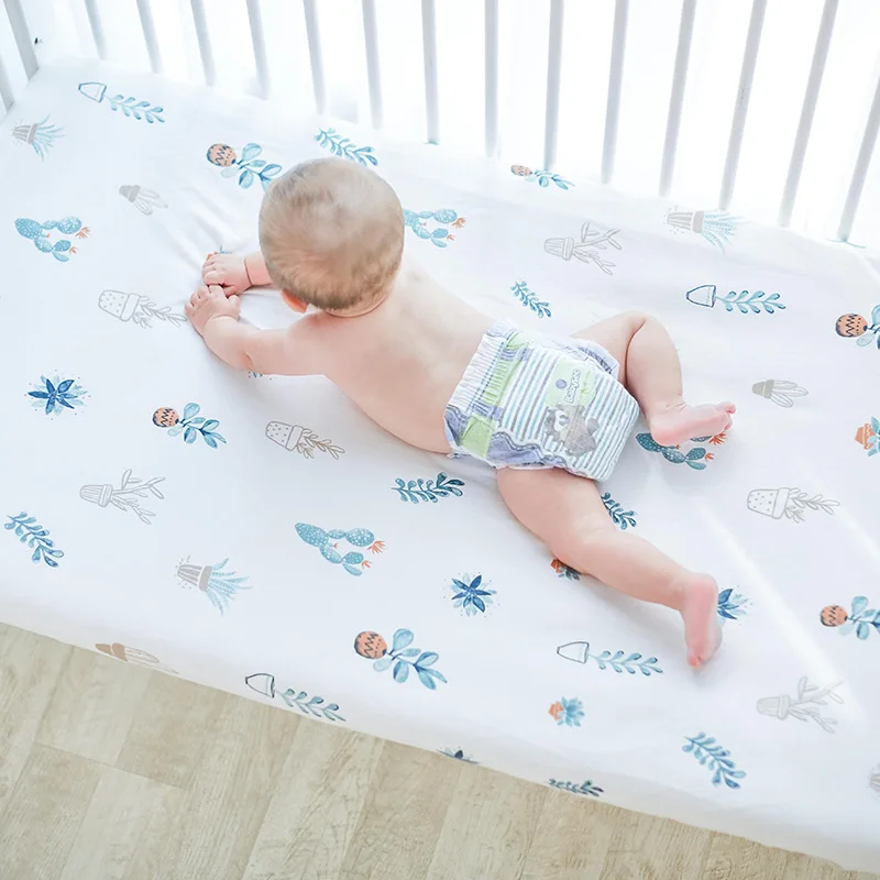 

floral cartoon printing Baby bed fitted sheet 130x70cm designs baby crib sheet 100% cotton baby Bed mattress