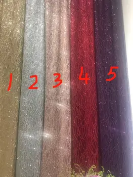 

Silver gold glitter sequins French lace fabric PWD1852009 African tulle glitter lace for bridal dress